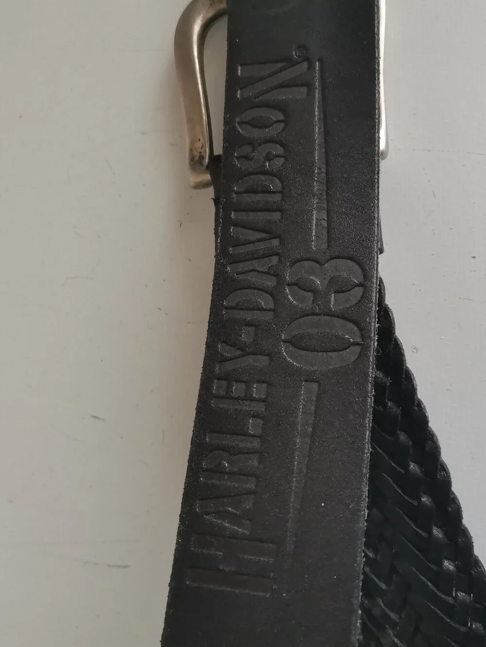 Vintage Harley Davidson 03 Black Leather Braided Trim Belt, Size:34